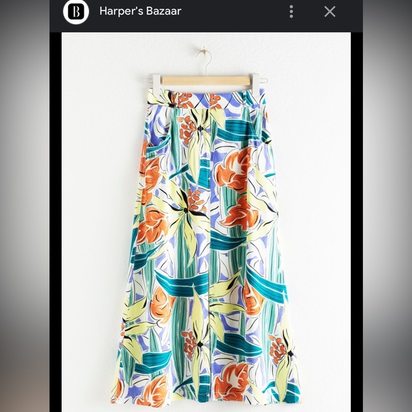 & Other Stories Front Slit A-line Tropical Print Midi Skirt - Picture 2 of 9